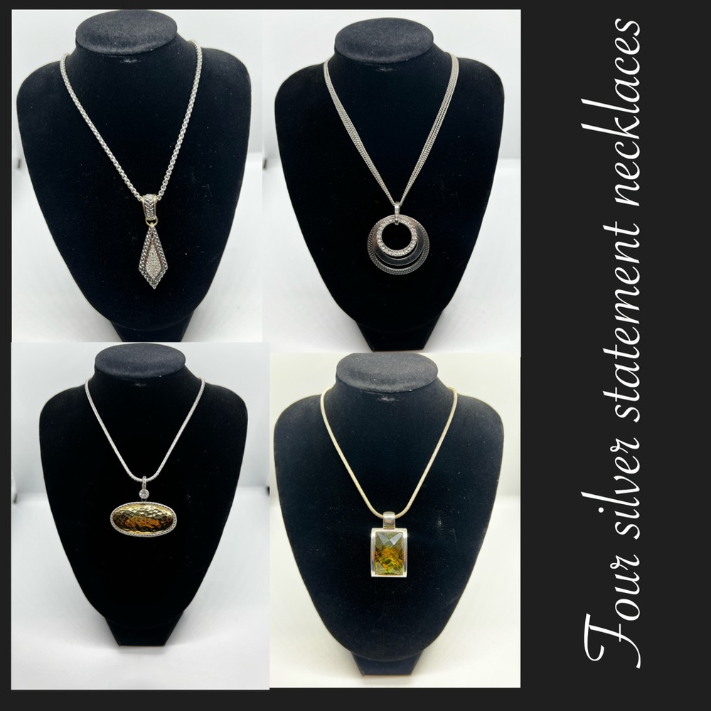 Elegant Silver Statement Necklace Set of four 2 are Premier Designs
